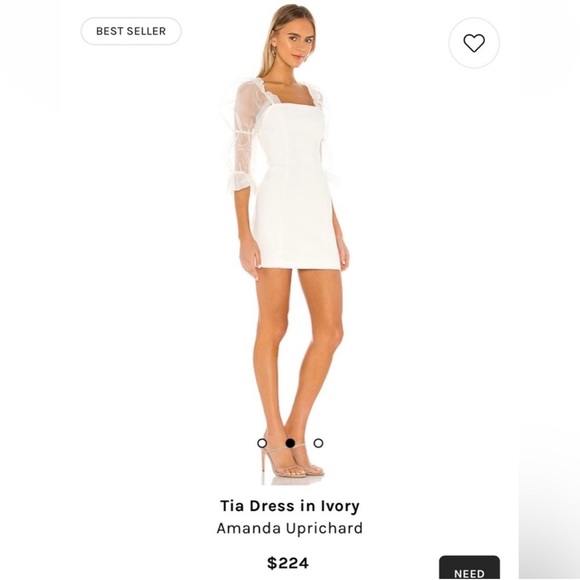 Amanda Uprichard Revolve Puff Sleeve Tia Dress in Ivory New Size XS Bridal - Picture 5 of 16